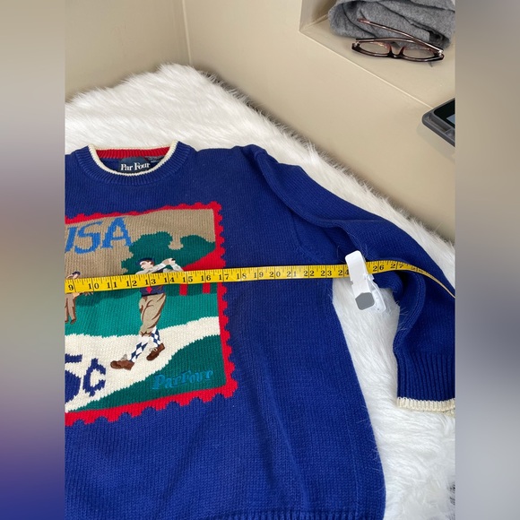 Vintage Par Four Ramie and Cotton Blue USA golf Graphic Sweater Large - Picture 6 of 11